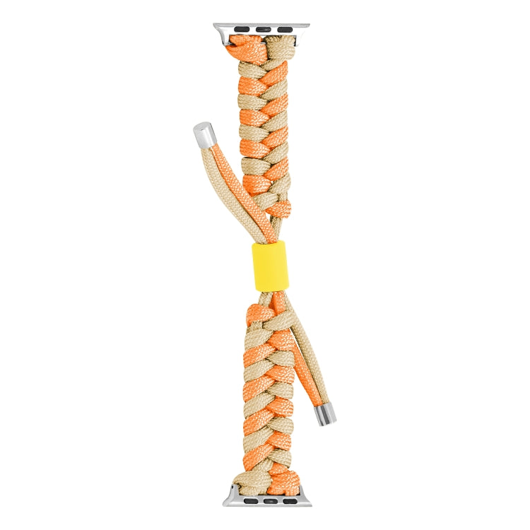 For Apple Watch 38mm Paracord Fishtail Braided Silicone Bead Watch Band(Orange Yellow) by bashfashion