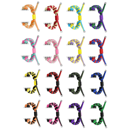 For Apple Watch Series 8 45mm Paracord Fishtail Braided Silicone Bead Watch Band(Purple Yellow) by bashfashion