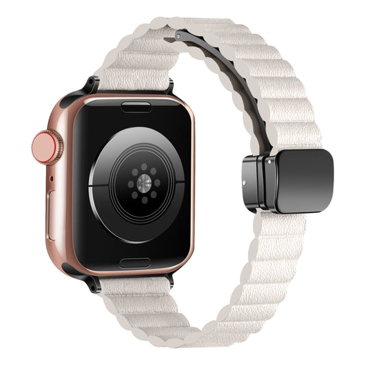 For Apple Watch Series 5 40mm Water Ripple Magnetic Folding Buckle Watch Band, Style: Thin Version(Starlight Color) by bashfashion