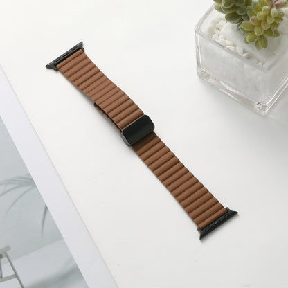 For Apple Watch SE 2023 40mm Water Ripple Magnetic Folding Buckle Watch Band, Style: Bold Version(Brown) by bashfashion