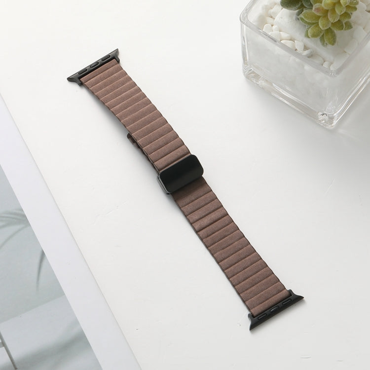 For Apple Watch SE 44mm Water Ripple Magnetic Folding Buckle Watch Band, Style: Bold Version(Light Brown) by bashfashion