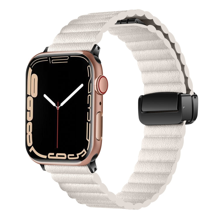 For Apple Watch Series 5 44mm Water Ripple Magnetic Folding Buckle Watch Band, Style: Bold Version(Starlight Color) by bashfashion