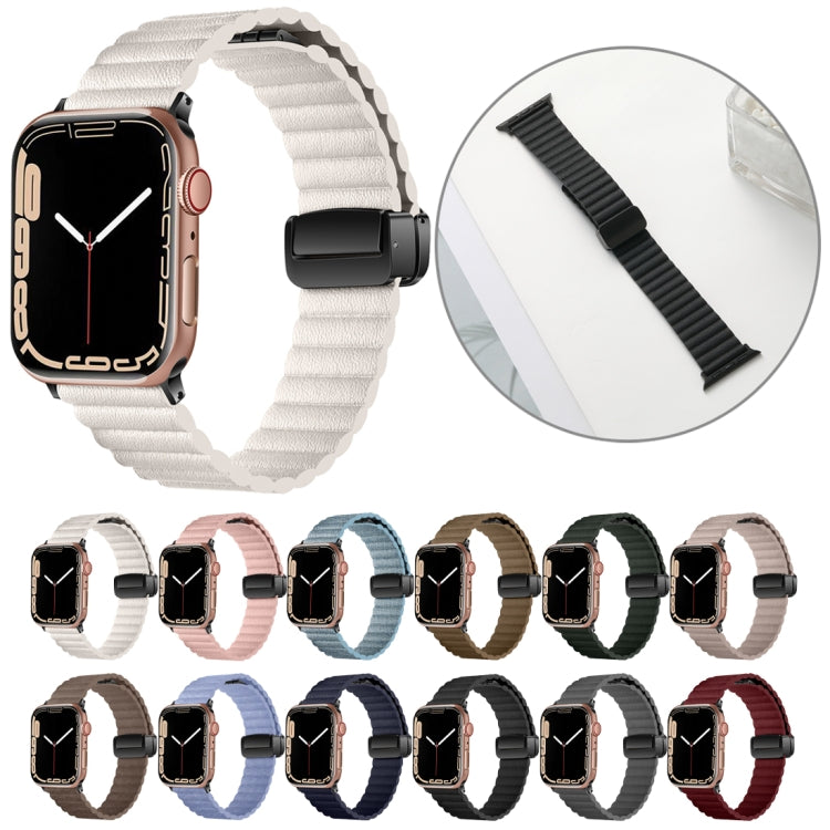 For Apple Watch Series 3 42mm Water Ripple Magnetic Folding Buckle Watch Band, Style: Bold Version(Pink) by bashfashion