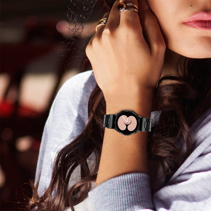 For Samsung Galaxy Watch 6 Quick Release Button Three-bead Stainless Steel Watch Band(Black) by bashfashion