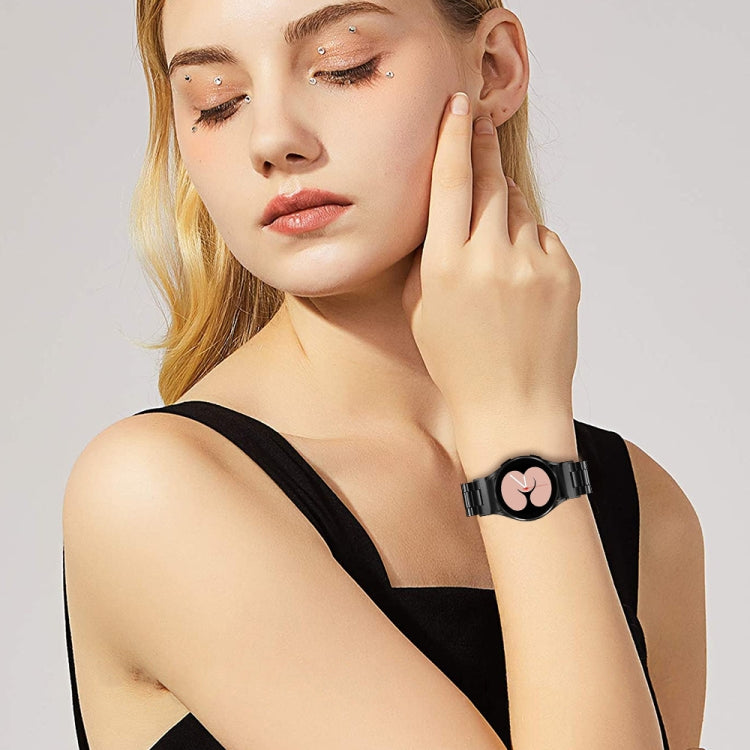 For Samsung Galaxy Watch 6 Quick Release Button Three-bead Stainless Steel Watch Band(Black) by bashfashion