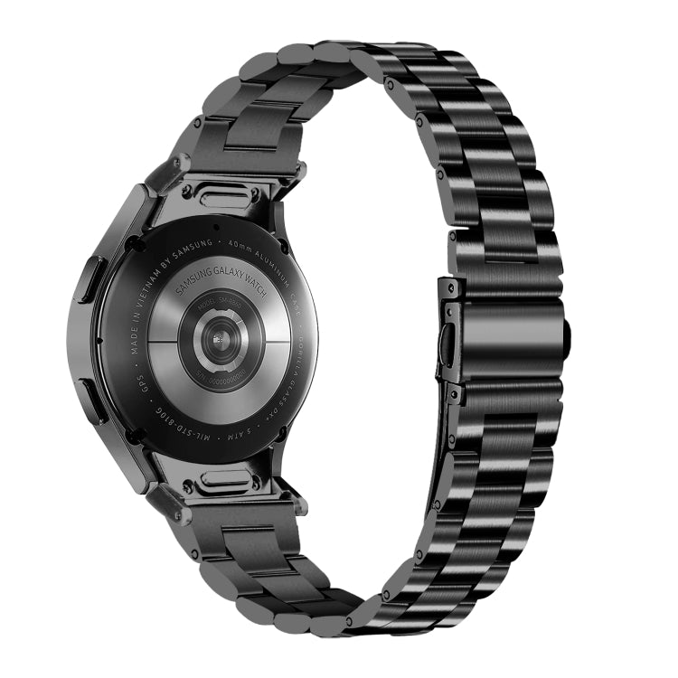 For Samsung Galaxy Watch 6 Quick Release Button Slim Three-bead Stainless Steel Watch Band(Black) by bashfashion