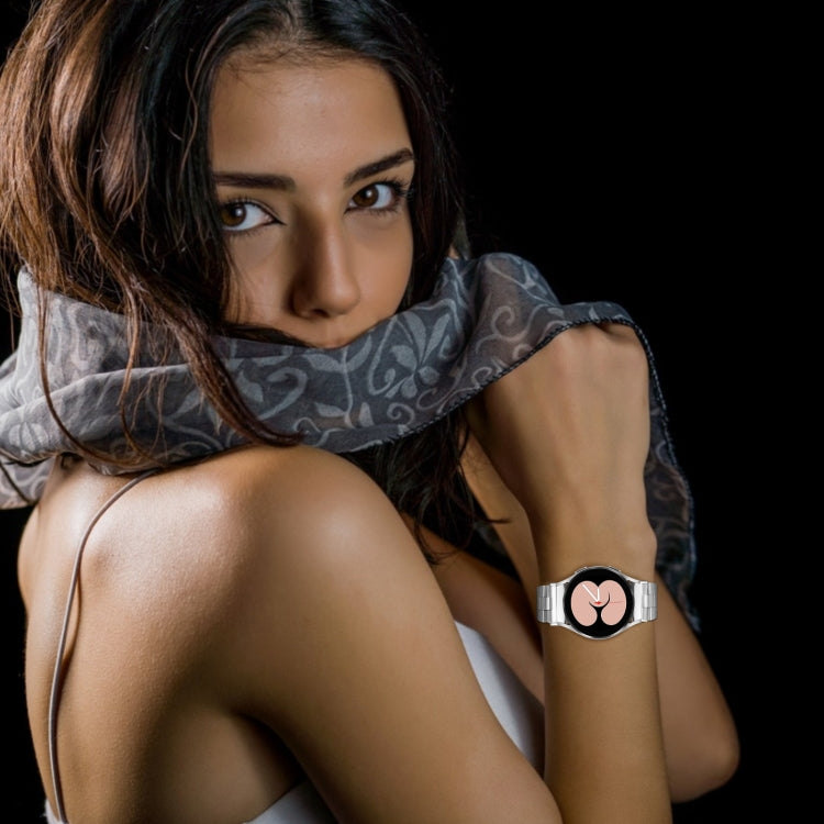 For Samsung Galaxy Watch 6 Quick Release Button Slim Three-bead Stainless Steel Watch Band(Silver) by bashfashion