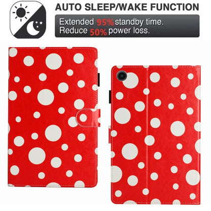 For Samsung Galaxy Tab A8 10.5 2021 X200 Dot Pattern Leather Smart Tablet Case(Red White) by bashfashion