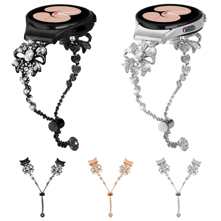 For Samsung Galaxy Watch6 / 6 Classic Bowknot Glitter Diamond Bracelet Watch Band(Silver) by bashfashion