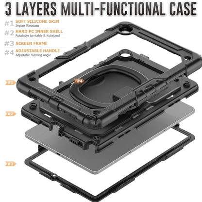 For Samsung Galaxy Tab A11+ / A9+ Handle Silicone Hydric PC Tablet Case with Shoulder Strap(Black) by bashfashion