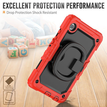 For Samsung Galaxy Tab A11 / A9 Handle Silicone Hydric PC Tablet Case with Shoulder Strap(Red) by bashfashion