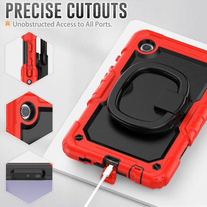 For Samsung Galaxy Tab A11 / A9 Handle Silicone Hydric PC Tablet Case with Shoulder Strap(Red) by bashfashion