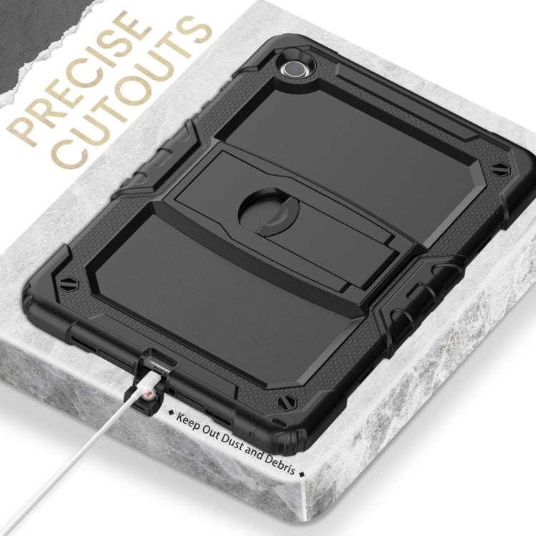 For Samsung Galaxy Tab A11+ / A9+ Silicone Hydric PC Tablet Case with Shoulder Strap & Holder(Black) by bashfashion