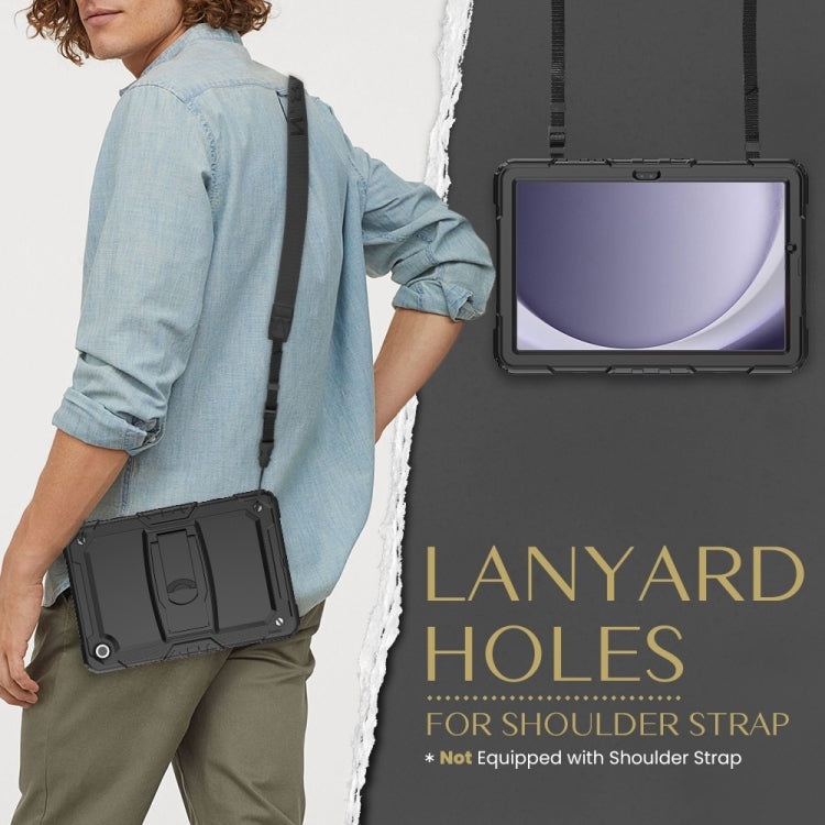 For Samsung Galaxy Tab A11+ / A9+ Silicone Hydric PC Tablet Case with Shoulder Strap & Holder(Black) by bashfashion