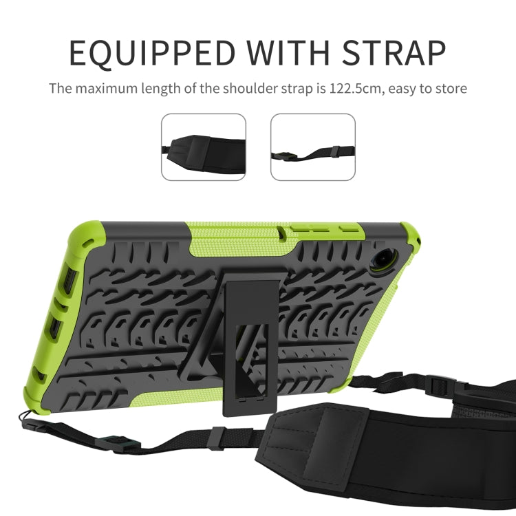 For Samsung Galaxy Tab A9 / Tab A11 Tire Texture TPU + PC Tablet Case with Holder(Black) by bashfashion