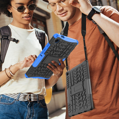 For Samsung Galaxy Tab A9+ / Tab A11+ Tire Texture TPU + PC Tablet Case with Holder(Blue) by bashfashion