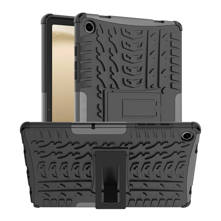 For Samsung Galaxy Tab A9+ / Tab A11+ Tire Texture TPU + PC Tablet Case with Holder(Black) by bashfashion