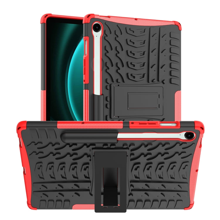 For Samsung Galaxy Tab S9 FE / S10 FE Tire Texture TPU + PC Tablet Case with Holder(Red) by bashfashion