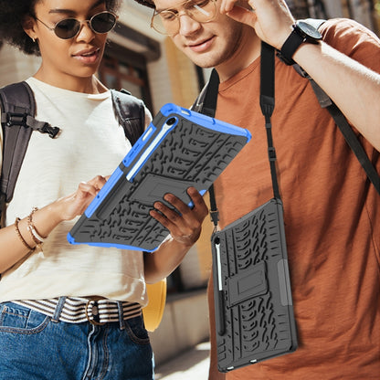 For Samsung Galaxy Tab S9 FE / S10 FE Tire Texture TPU + PC Tablet Case with Holder(Blue) by bashfashion