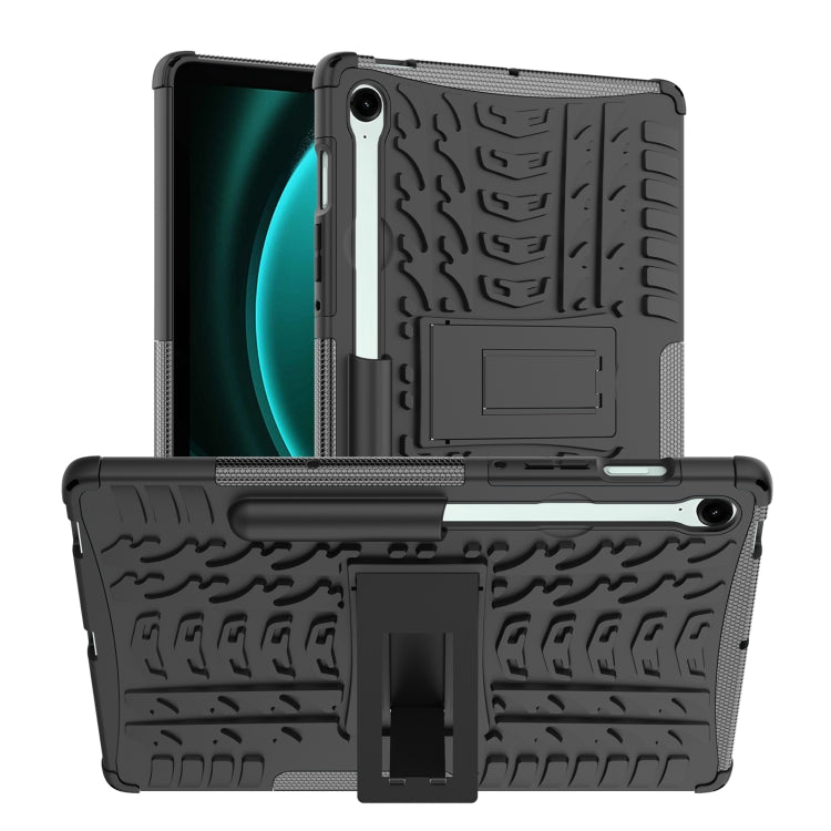 For Samsung Galaxy Tab S9 FE / S10 FE Tire Texture TPU + PC Tablet Case with Holder(Black) by bashfashion