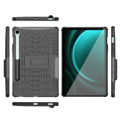 For Samsung Galaxy Tab S9 FE / S10 FE Tire Texture TPU + PC Tablet Case with Holder(Black) by bashfashion