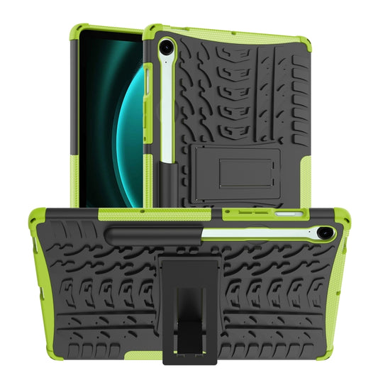 For Samsung Galaxy Tab S9 FE / S10 FE Tire Texture TPU + PC Tablet Case with Holder(Green) by bashfashion