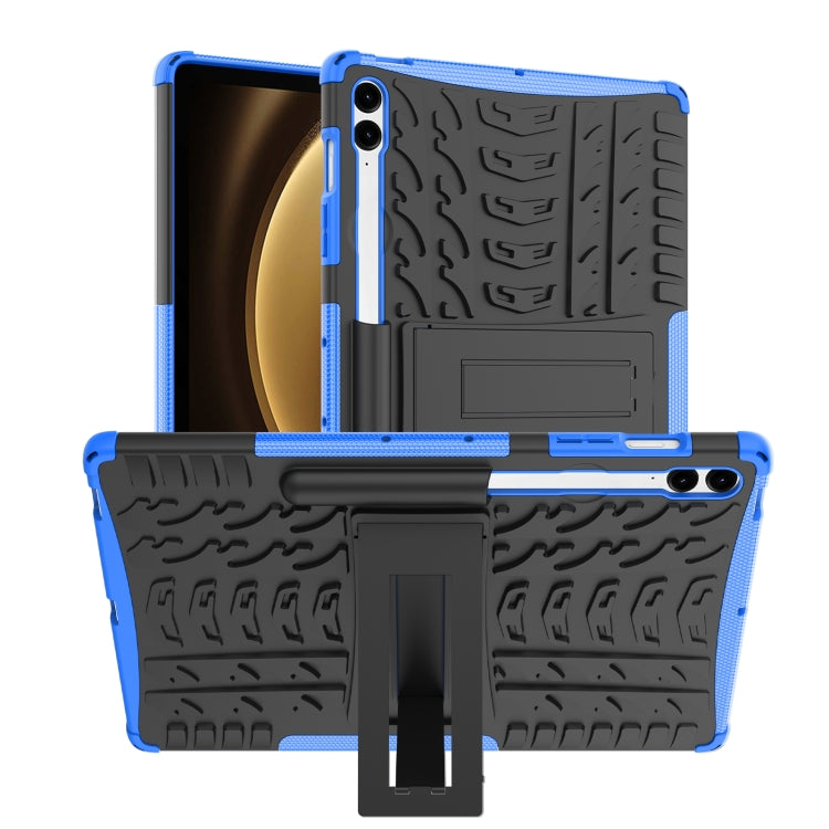 For Samsung Galaxy Tab S9 FE+ Tire Texture TPU + PC Tablet Case with Holder(Blue) by bashfashion