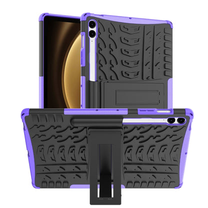 For Samsung Galaxy Tab S9 FE+ Tire Texture TPU + PC Tablet Case with Holder(Purple) by bashfashion