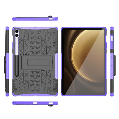For Samsung Galaxy Tab S9 FE+ Tire Texture TPU + PC Tablet Case with Holder(Purple) by bashfashion