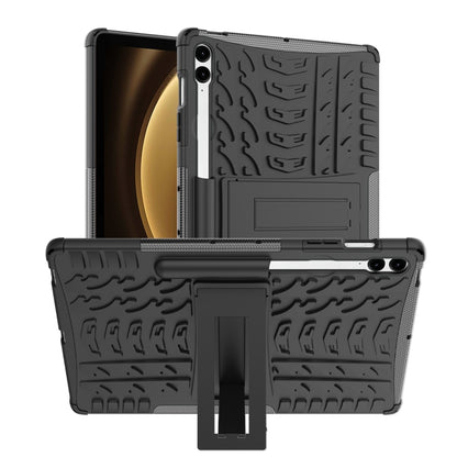 For Samsung Galaxy Tab S9 FE+ Tire Texture TPU + PC Tablet Case with Holder(Black) by bashfashion