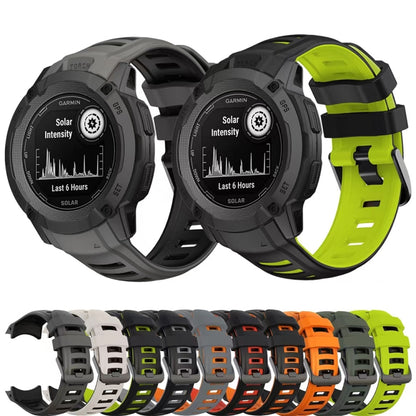 For Garmin Instinct 2X Two Color Silicone Watch Band(Orange Black) by bashfashion