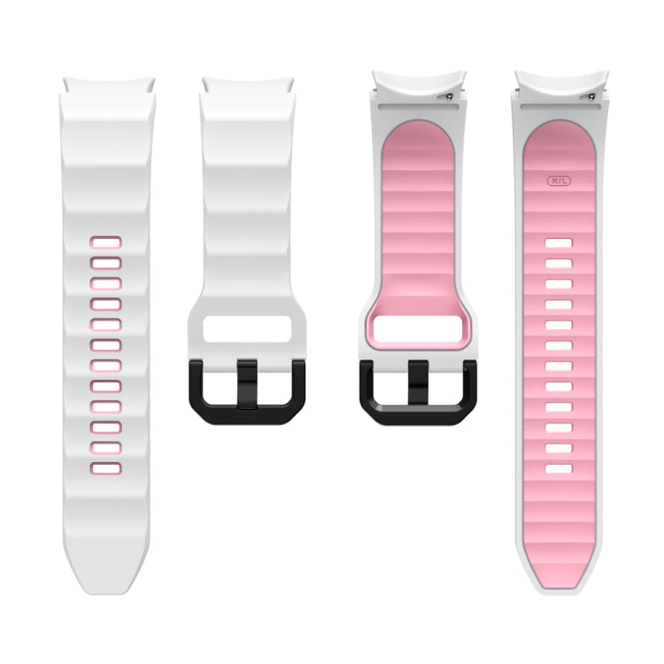 For Samsung Galaxy Watch 6 Wave Texture Two Color Silicone Watch Band(White Pink) by bashfashion