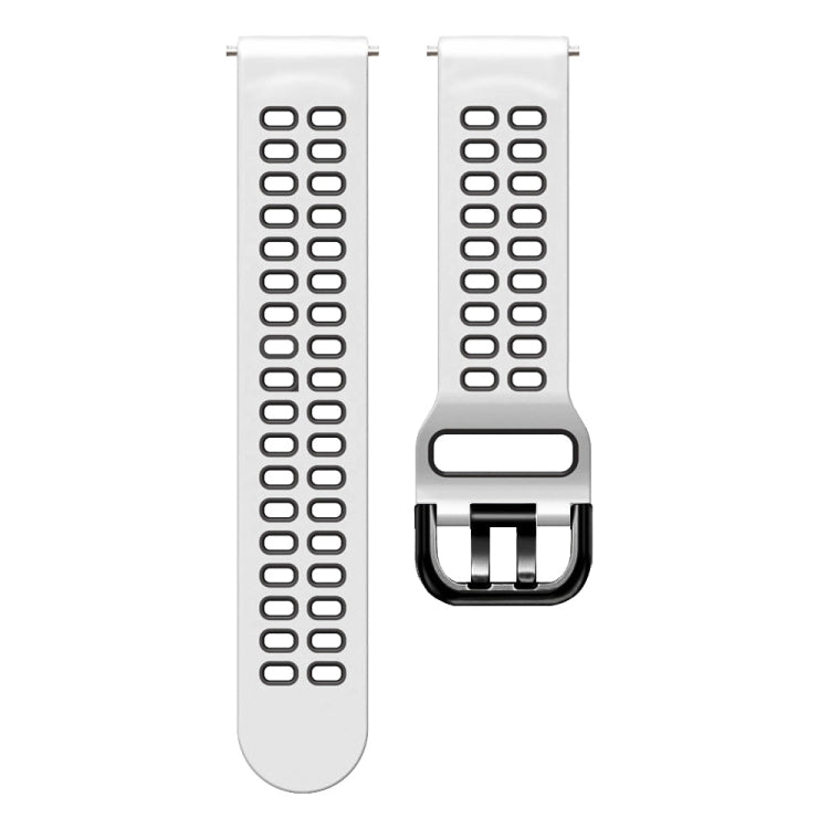For Samsung Galaxy Watch 6 / 6 Classic Dual-row Hole Two Color Silicone Watch Band(White Black) by bashfashion