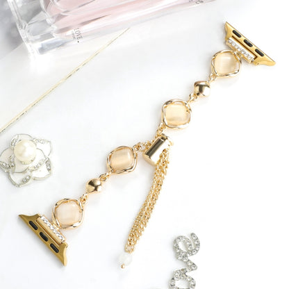 For Apple Watch SE 2022 44mm Shell Metal Chain Bracelet Watch Band(Gold) by bashfashion