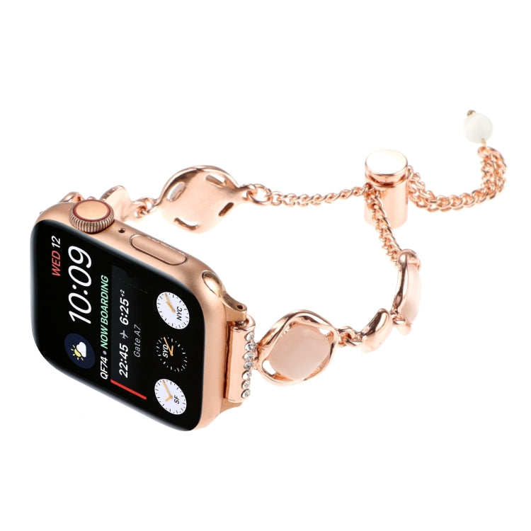 For Apple Watch Series 5 44mm Shell Metal Chain Bracelet Watch Band(Rose Gold) by bashfashion