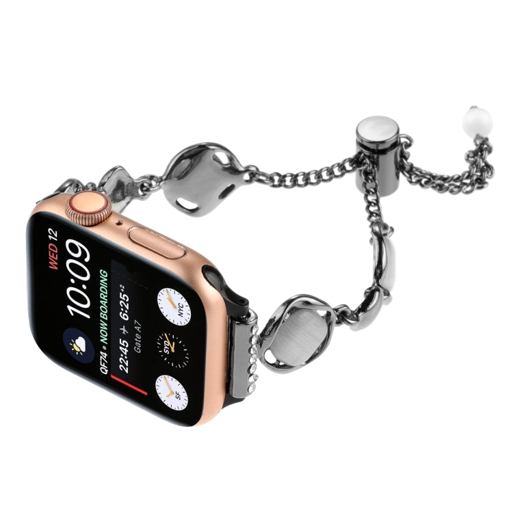 For Apple Watch Series 4 44mm Shell Metal Chain Bracelet Watch Band(Black) by bashfashion