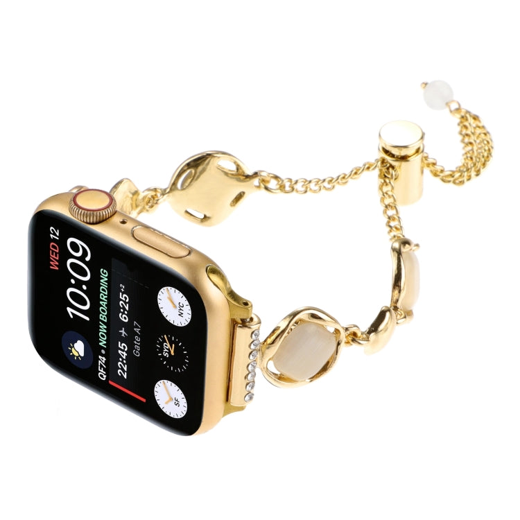For Apple Watch Series 3 38mm Shell Metal Chain Bracelet Watch Band(Gold) by bashfashion