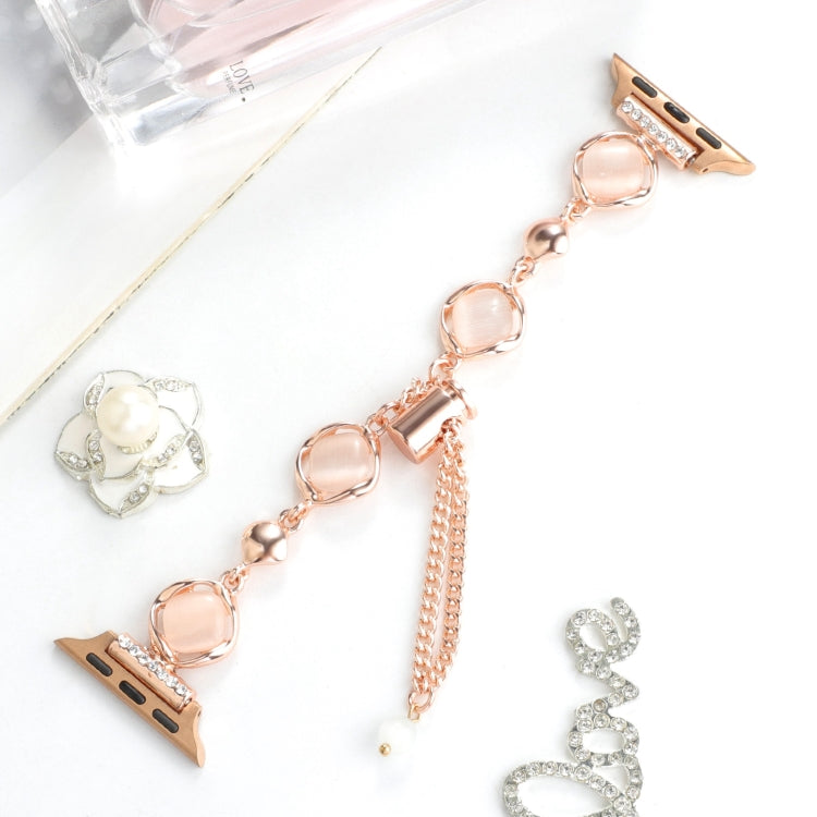 For Apple Watch Series 3 38mm Shell Metal Chain Bracelet Watch Band(Rose Gold) by bashfashion