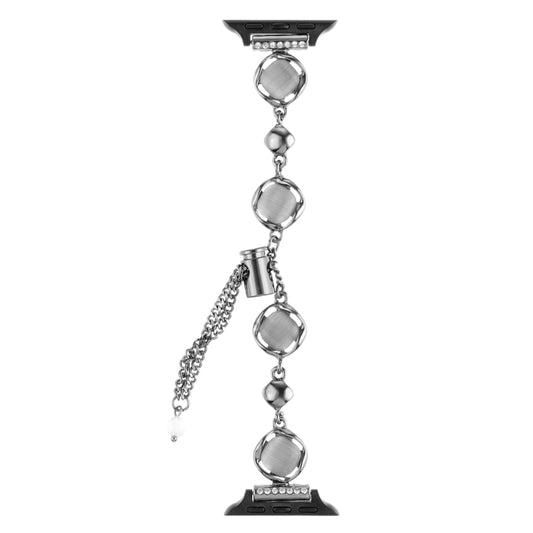 For Apple Watch Series 3 42mm Shell Metal Chain Bracelet Watch Band(Black) by bashfashion