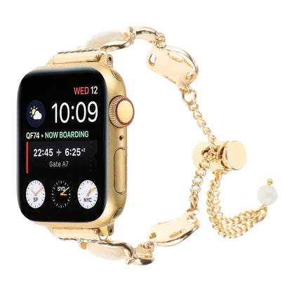 For Apple Watch Series 2 42mm Shell Metal Chain Bracelet Watch Band(Gold) by bashfashion