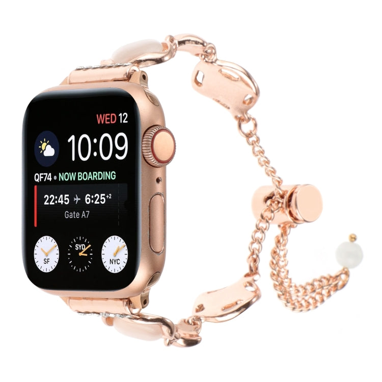 For Apple Watch Series 2 42mm Shell Metal Chain Bracelet Watch Band(Rose Gold) by bashfashion