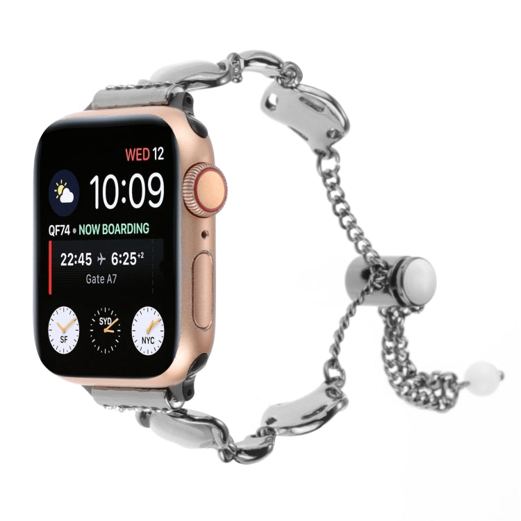 For Apple Watch Series 2 38mm Shell Metal Chain Bracelet Watch Band(Black) by bashfashion