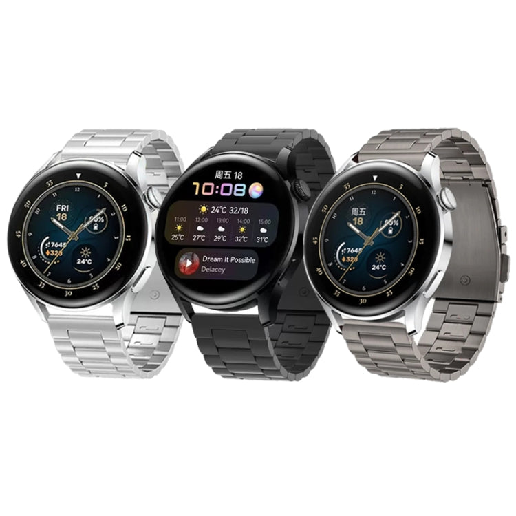 For Huawei Watch GT4 / GT3 / GT2 46mm Three Strains Flat Buckle Titanium Steel Watch Band(Black) by bashfashion