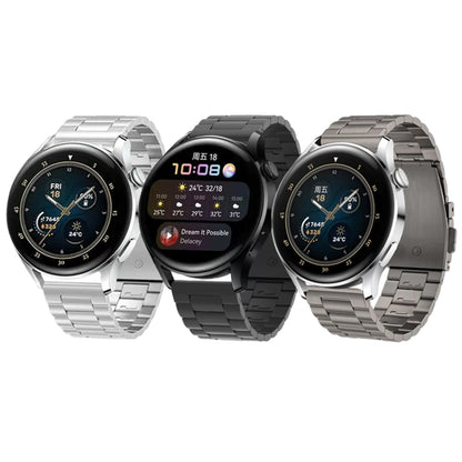 For Huawei Watch GT4 / GT3 / GT2 46mm Three Strains Flat Buckle Titanium Steel Watch Band(Black) by bashfashion