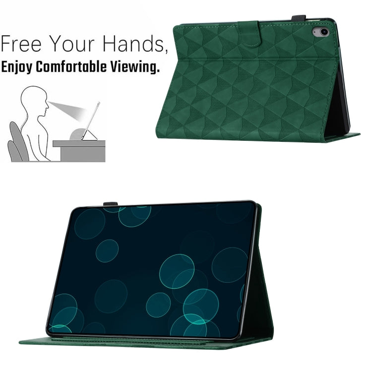 For iPad 2025 / 2022 Diamond Texture Embossed Leather Smart Tablet Case(Green) by bashfashion