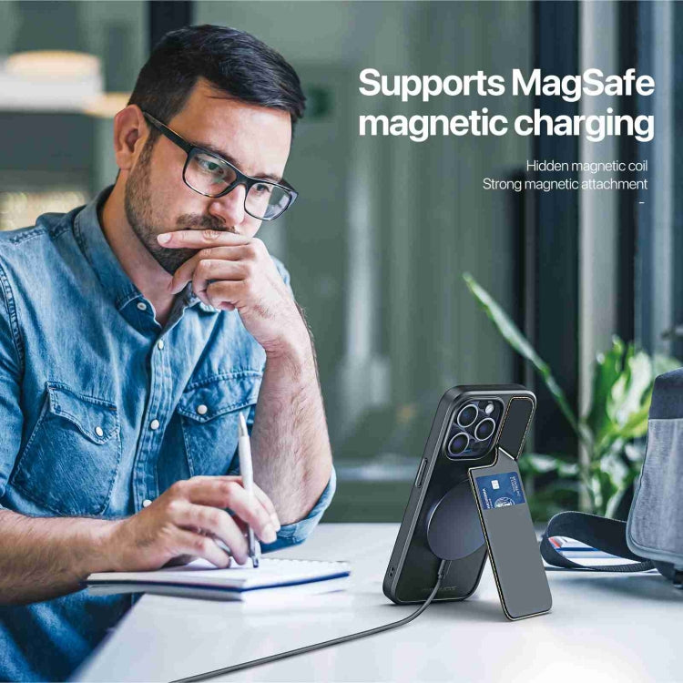 For iPhone 13 Pro DUX DUCIS Rafi II Series MagSafe Magnetic Holder RFID Phone Case(Black) by DUX DUCIS