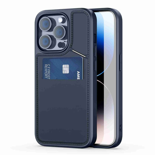 For iPhone 14 Pro Max DUX DUCIS Rafi II Series MagSafe Magnetic Holder RFID Phone Case(Blue) by DUX DUCIS