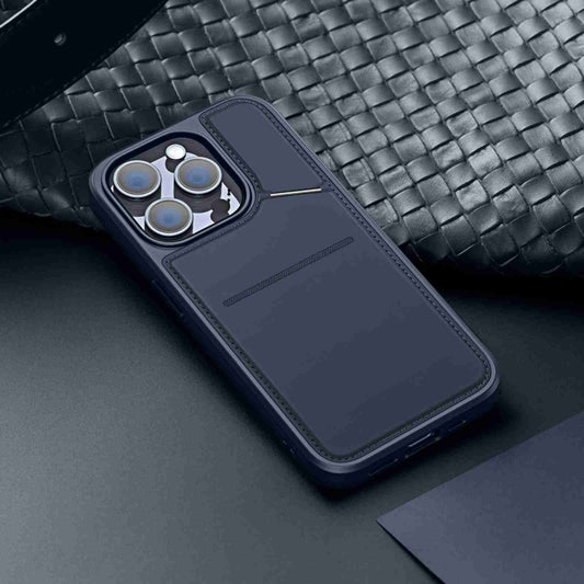 For iPhone 14 Pro Max DUX DUCIS Rafi II Series MagSafe Magnetic Holder RFID Phone Case(Blue) by DUX DUCIS