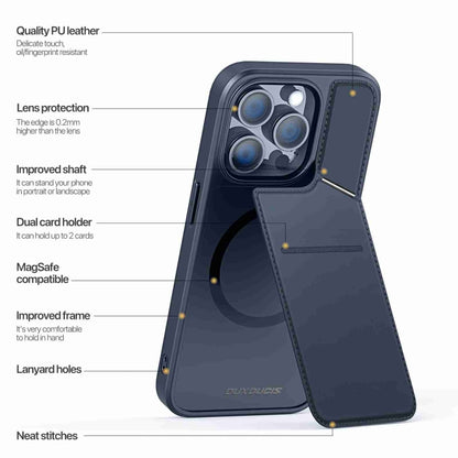 For iPhone 14 Pro Max DUX DUCIS Rafi II Series MagSafe Magnetic Holder RFID Phone Case(Blue) by DUX DUCIS