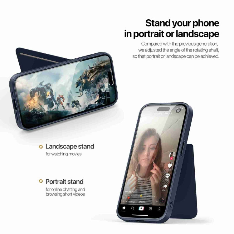 For iPhone 14 Pro Max DUX DUCIS Rafi II Series MagSafe Magnetic Holder RFID Phone Case(Blue) by DUX DUCIS